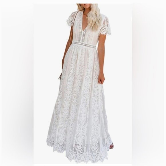 Dresses & Skirts - NEW White Lace Boho Dress Large